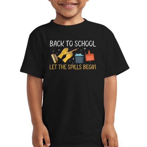 Back To School Let The Spills Begin School Custodian Graphic Kid T-Shirt - Savourry