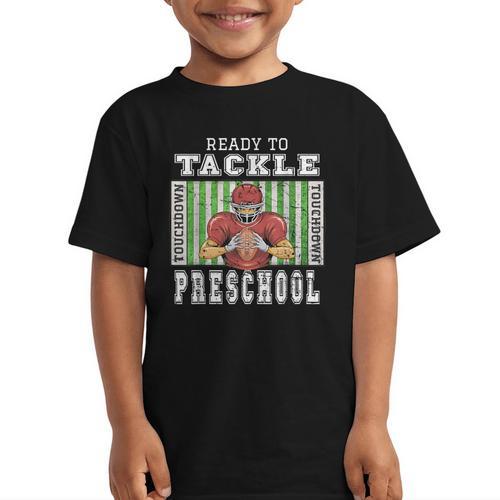 Back To School Ready To Tackle Preschool Football Theme Graphic Kid T-Shirt - Savourry