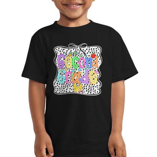 Back To School Second Grade Girls 2nd Grade Dalmatian Dots Graphic Kid T-Shirt - Savourry