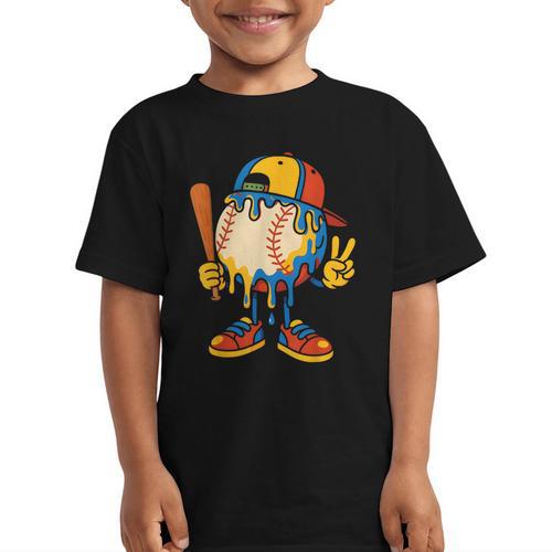 Baseball Ice Cream Drip Youth Back To School Baseball Stuff Graphic Kid T-Shirt - Savourry