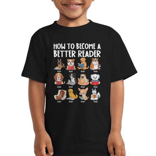 How To Become a Better Reader Dog Back To School Graphic Kid T-Shirt - Savourry