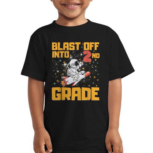 Blast Off Into Second Grade Back To School 2nd Graders Graphic Kid T-Shirt - Savourry