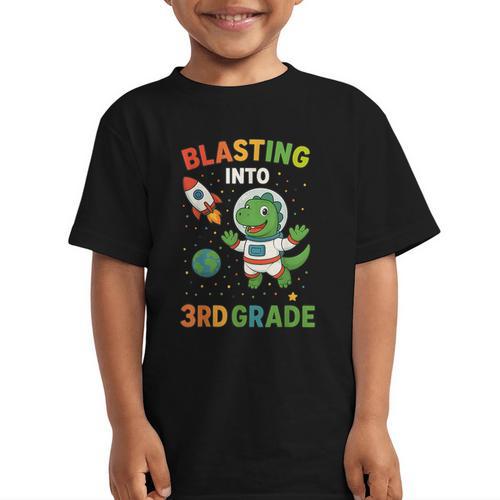Blasting Into 3rd Grade Dinosaur Astronaut Back To School Graphic Kid T-Shirt - Savourry