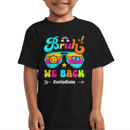 Bruh We Back Custodian Back To School Graphic Kid T-Shirt - Savourry