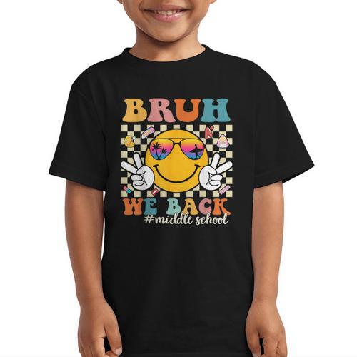 Bruh We Back Middle School Retro Back To School Boys Girls Graphic Kid T-Shirt - Savourry