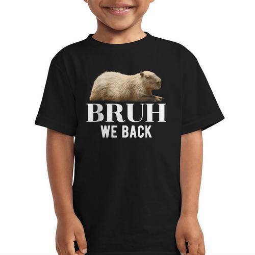 Bruh We Back To School Capybara First Day Of School Graphic Kid T-Shirt - Savourry