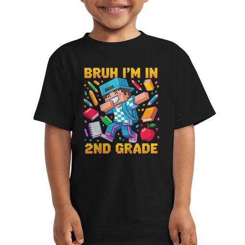 Bruh I'm In 2nd Grade Dabbing Boys Kids Gamer Back To School Graphic Kid T-Shirt - Savourry