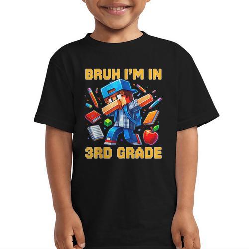 Bruh I'm In 3rd Grade Dabbing Boys Kids Gamer Back To School Graphic Kid T-Shirt - Savourry