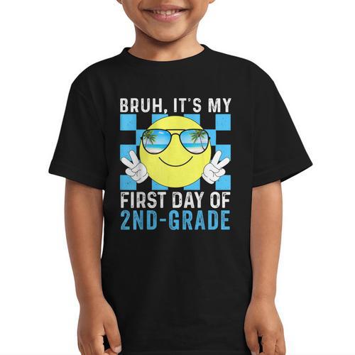 Bruh It's My First Day Of 2nd-Grade Back To School Kids Boys Graphic Kid T-Shirt - Savourry