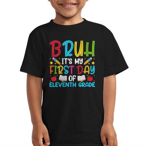 Bruh It's My First Day Of Junior Back To School Graphic Kid T-Shirt - Savourry