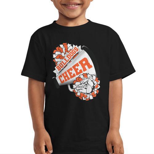 Bulldogs Cheerleading Back To School Cheer Team Orange Graphic Kid T-Shirt - Savourry