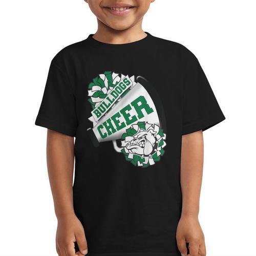 Bulldogs Cheerleading Back To School Cheer Team Spirit Green Graphic Kid T-Shirt - Savourry
