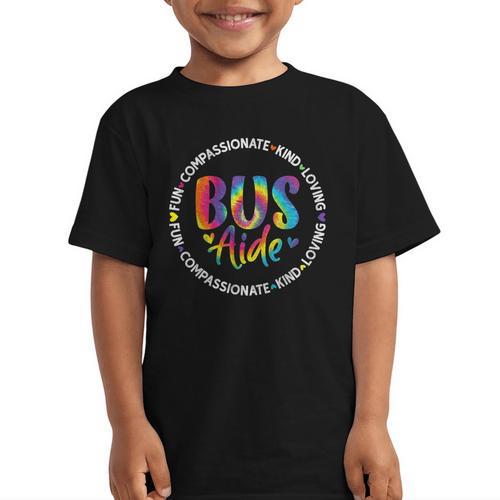Bus Driver Aide Back To School Bus Driver Tie Dye Graphic Kid T-Shirt - Savourry
