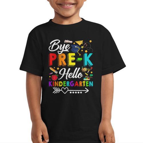Bye Pre-K Hello Kindergarten Students Pupils Back To School Graphic Kid T-Shirt - Savourry