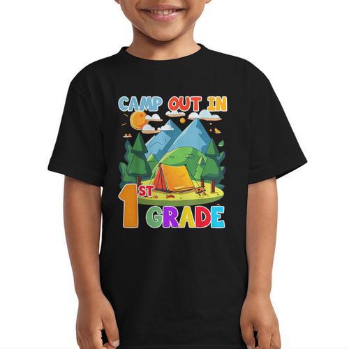 Camp Out In 1st Grade Back To School For Camping Lover Graphic Kid T-Shirt - Savourry