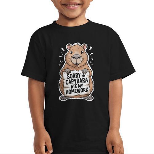 Capybara Ate My Homework Sorry Back To School Animal Graphic Kid T-Shirt - Savourry
