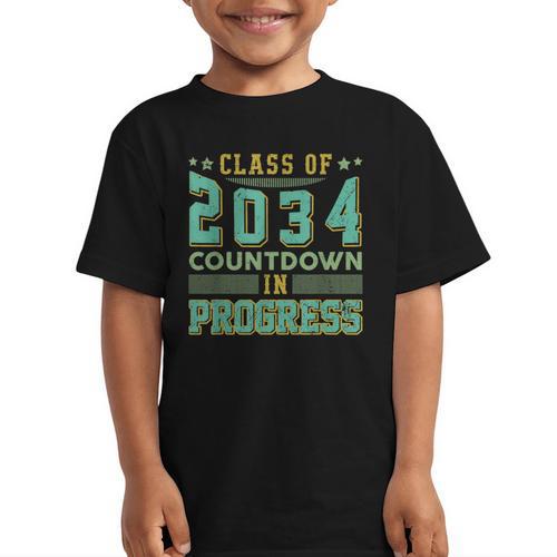Class Of 2034 Countdown In Progress Fun Back To School Retro Graphic Kid T-Shirt - Savourry