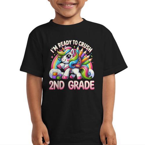 Crush 2nd Grade Girls Back To School Unicorn First Day Cute Graphic Kid T-Shirt - Savourry