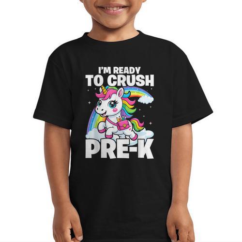Crush Pre-K Girls Back To School Unicorn First Day Preschool Graphic Kid T-Shirt - Savourry