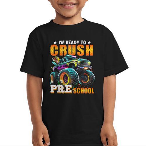 Crush Preschool Monster Truck Back To School Kids Boys Graphic Kid T-Shirt - Savourry