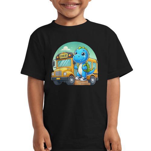 Dinosaur Kids Riding a Bus Back To School Ready To Crush Graphic Kid T-Shirt - Savourry