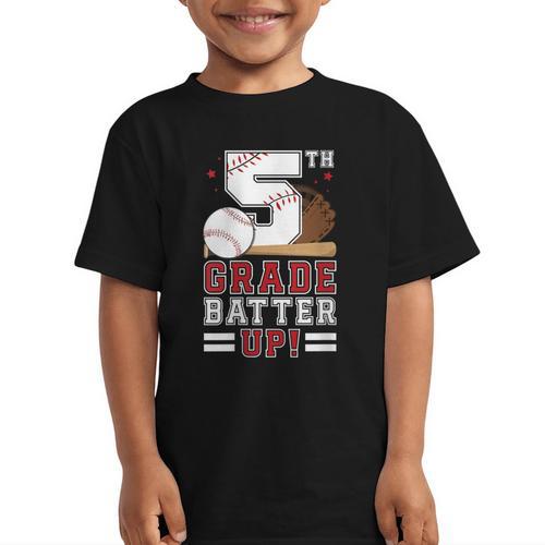 Fifth Grade Batter Up Baseball First Day Back To School Graphic Kid T-Shirt - Savourry