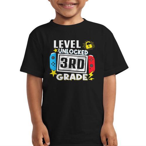 First Day Of 3rd Grade Level Unlocked Game Back To School Graphic Kid T-Shirt - Savourry