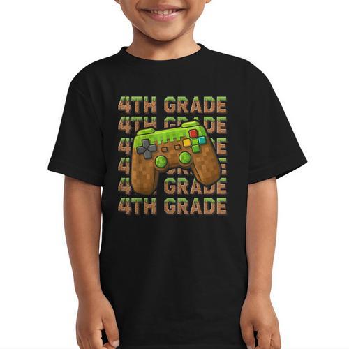 First Day Of 4th Grade Level Begins Back To School Girl Boy Graphic Kid T-Shirt - Savourry