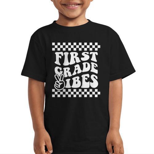 First Day Of First Grade Vibes Girls Back To School Boys Graphic Kid T-Shirt - Savourry