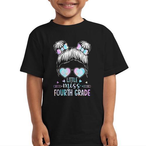 Fourth Grade Little Miss Back To School 4th Grade Little Graphic Kid T-Shirt - Savourry