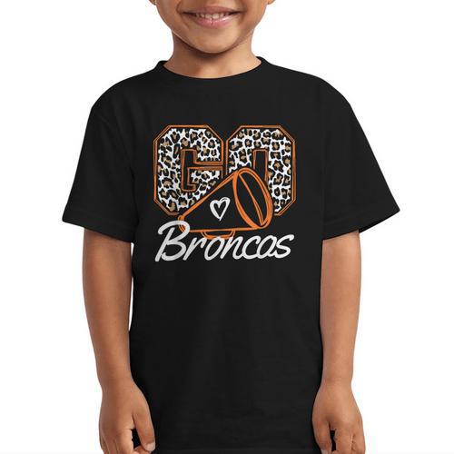 Go Cheer Broncos School Spirit Fan Team Back To School Graphic Kid T-Shirt - Savourry