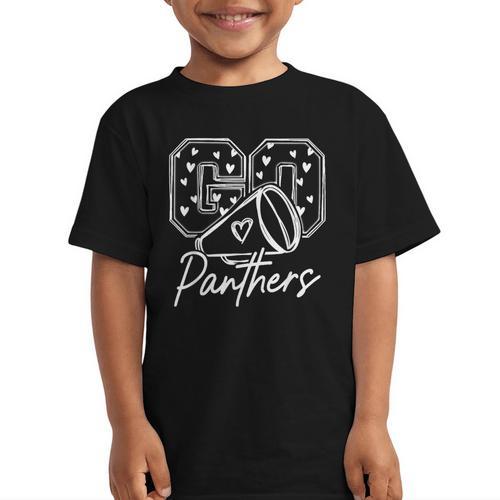 Go Cheer Panthers High School Spirit Team Back To School Graphic Kid T-Shirt - Savourry