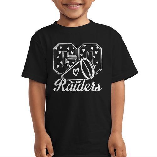 Go Cheer Raiders High School Spirit Fan Team Back To School Graphic Kid T-Shirt - Savourry