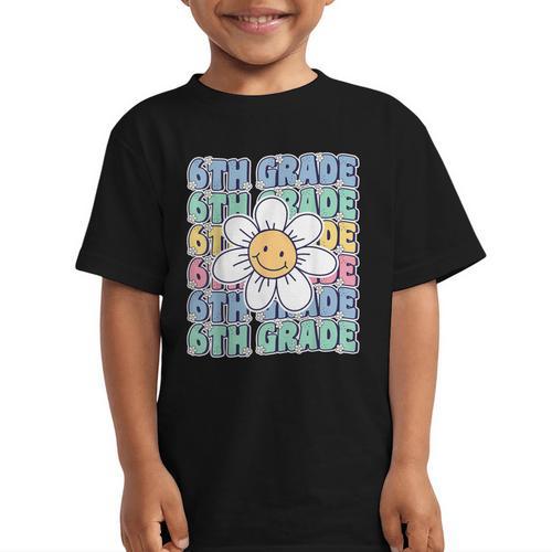 Groovy 6th Grade Back To School First Day Of Sixth Grade Graphic Kid T-Shirt - Savourry