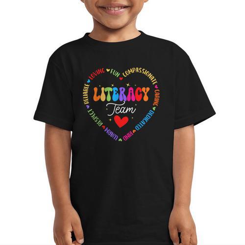 Groovy Literacy Team Reading Appreciation Back To School Graphic Kid T-Shirt - Savourry