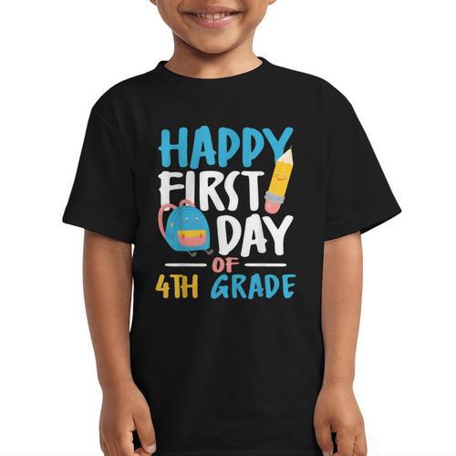 Happy First Day Of 4th Grade Student Back To School Graphic Kid T-Shirt - Savourry