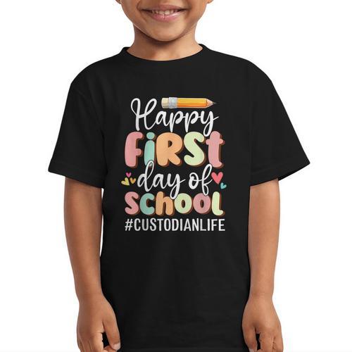 Happy First Day Of School Custodian Life Back To School Graphic Kid T-Shirt - Savourry