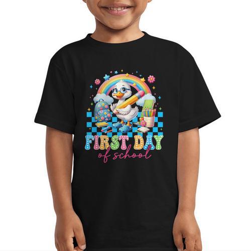 Happy First Day Of School Goose Cute Duck Back To School Graphic Kid T-Shirt - Savourry