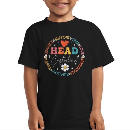 Head Custodian Appreciation Week Back To School Retro Groovy Graphic Kid T-Shirt - Savourry