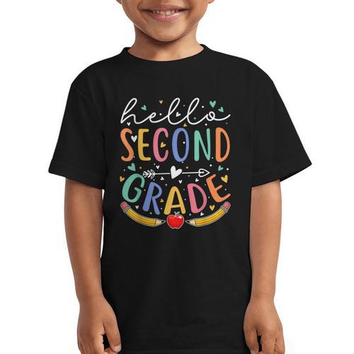 Hello 2nd Grade Tshirt Second Grade Back To School Graphic Kid T-Shirt - Savourry