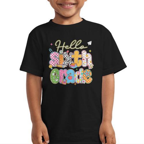 Hello 6th Grade First Day Of School Back To School Boy Girls Graphic Kid T-Shirt - Savourry