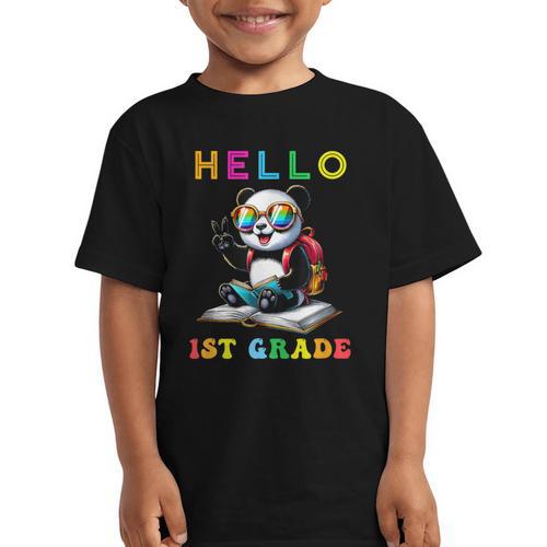 Hello First Grade Panda Lover Back To School Kids Boys Girls Graphic Kid T-Shirt - Savourry