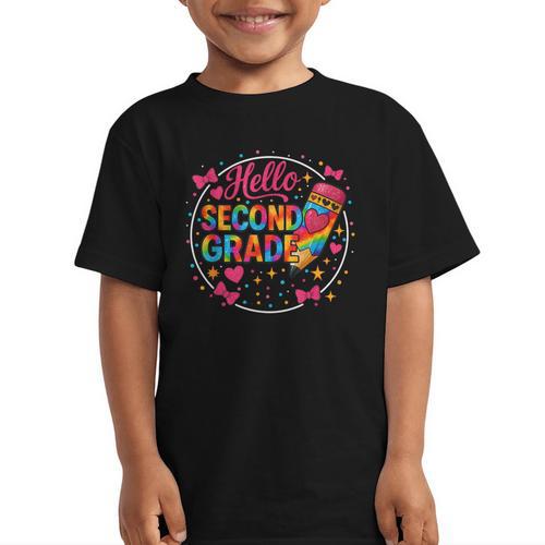 Hello Second Grade Tie Dye Pencil Back To School 2nd Grade Graphic Kid T-Shirt - Savourry