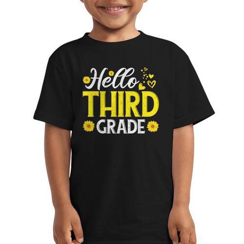 Hello Third Grade Sunflower 3rd Grade Vibes Back To School Graphic Kid T-Shirt - Savourry