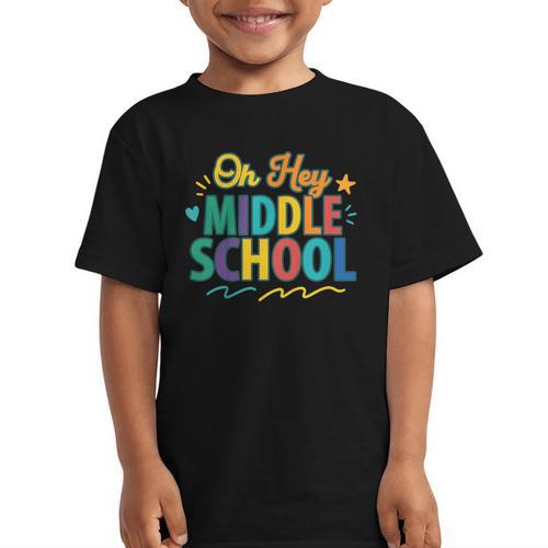 Hey Middle School First Day Back To School Students Graphic Kid T-Shirt - Savourry