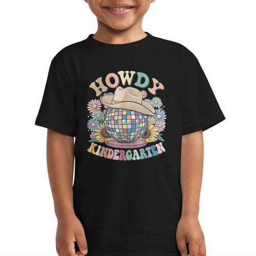 Howdy Kindergarten Cowgirl Country Western Back To School Graphic Kid T-Shirt - Savourry
