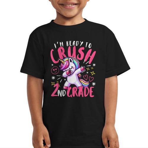 I'm Ready To Crush 2nd Grade Dabbing Unicorn Back To School Graphic Kid T-Shirt - Savourry