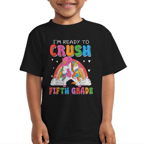 I'm Ready To Crush Fifth Grade Unicorn Back To School Girl Graphic Kid T-Shirt - Savourry