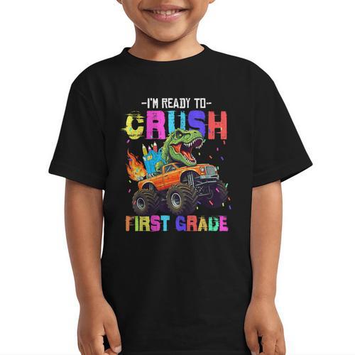 I'm Ready To Crush First Grade Dinosaur Truck Back To School Graphic Kid T-Shirt - Savourry