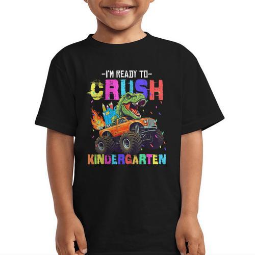 I'm Ready To Crush Kindergarten Dinosaur Dino Back To School Graphic Kid T-Shirt - Savourry